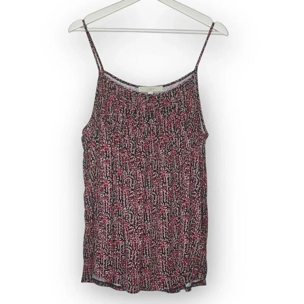 Ann Taylor Loft LOFT Floral Mixed Media Cami Tank Top Blouse Women’s Size XL